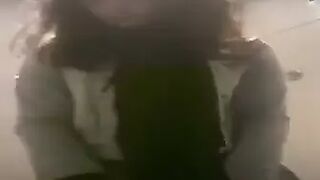 Curly haired toilet Voyeur 6