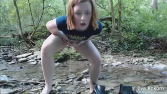 Eva Kay - Shy girl struggles to pee in the woods