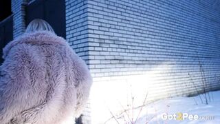 Snowy Squatting