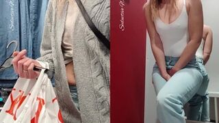 Seductivewifey1 - Me in a fitting room trying on clothes with a full bladder