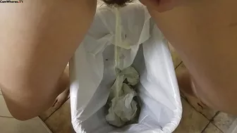 Candiecane - Desperately peeing into a garbage can