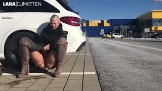 Lara-CumKitten - In the middle of the IK (Public PISS after shopping)