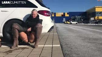 Lara-CumKitten - In the middle of the IK (Public PISS after shopping)