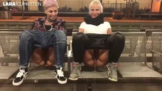 Lara-Cum Kitten - Brilliant PUBLIC PISS in the main station Pee source right on the platform