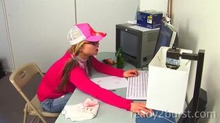 Mia - Takes a huge piss while working her office job