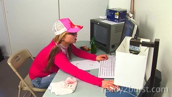 Mia - Takes a huge piss while working her office job