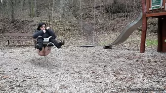 Annie - Swinging and peeing (034)