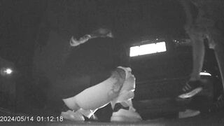 Two desperate girls peeing in a hidden spot of a Chinese night market under the guidance of a staff member