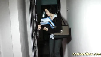 Antonia - Antonia Wets Business Suit And Pantyhose