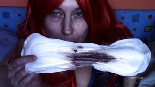 PrincessMonica - Black Thong & Maxi Pad Tease