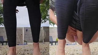Waterbabe - Garden pee bare foot i almost couldn't hold it