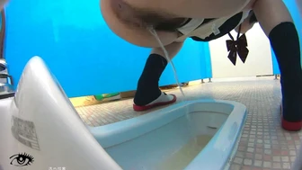 JD-03 03 Stealthy schoolgirls sneaky peeing in staff’s toilet