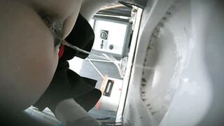 Front and rear view asian toilet