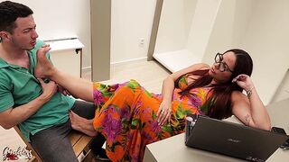 Furniture Saleswoman Seduces Client With Her Sexy Feet - FOOT WORSHIP - FOOT FETISH - HIGH HEELS - COCK TEASING - SOLES LICKING - TOES SUCKING - FEET - FOOT SEDUCTION