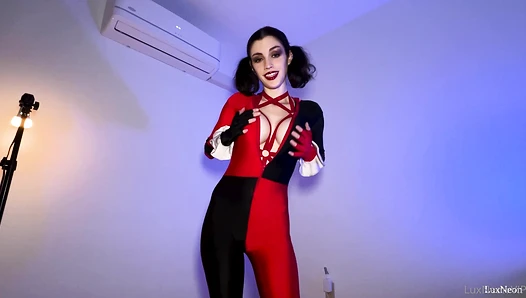 Batman Can't Resist - Lux Neon Cosplays As Harley Quinn Seducing Batman With A Lap Dance, Tit Fuck And Blow Job