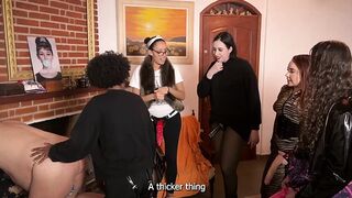 Loser slave loses bet against 7 Dommes and is gangbanged