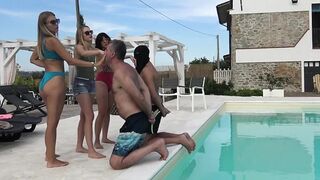 THE FEMDOM VILLA - INHUMAN trampling, face standing and face trampling with sandals, dirty soles licking (BRUTAL CLIP!)