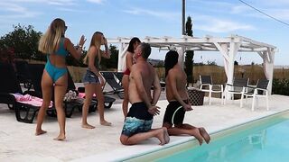 THE FEMDOM VILLA - INHUMAN trampling, face standing and face trampling with sandals, dirty soles licking (BRUTAL CLIP!)