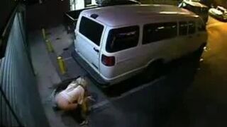 behind the van
