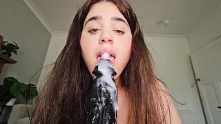 Riding a BBC dildo that barely fits in my tight pussy