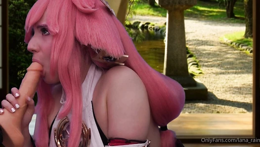 Yae Miko - Genshin Impact cosplay - Dildo Footjob