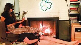 Gagged and Bound Scissors: Goddess Reading by the Fireplace (Get hard, get punished)